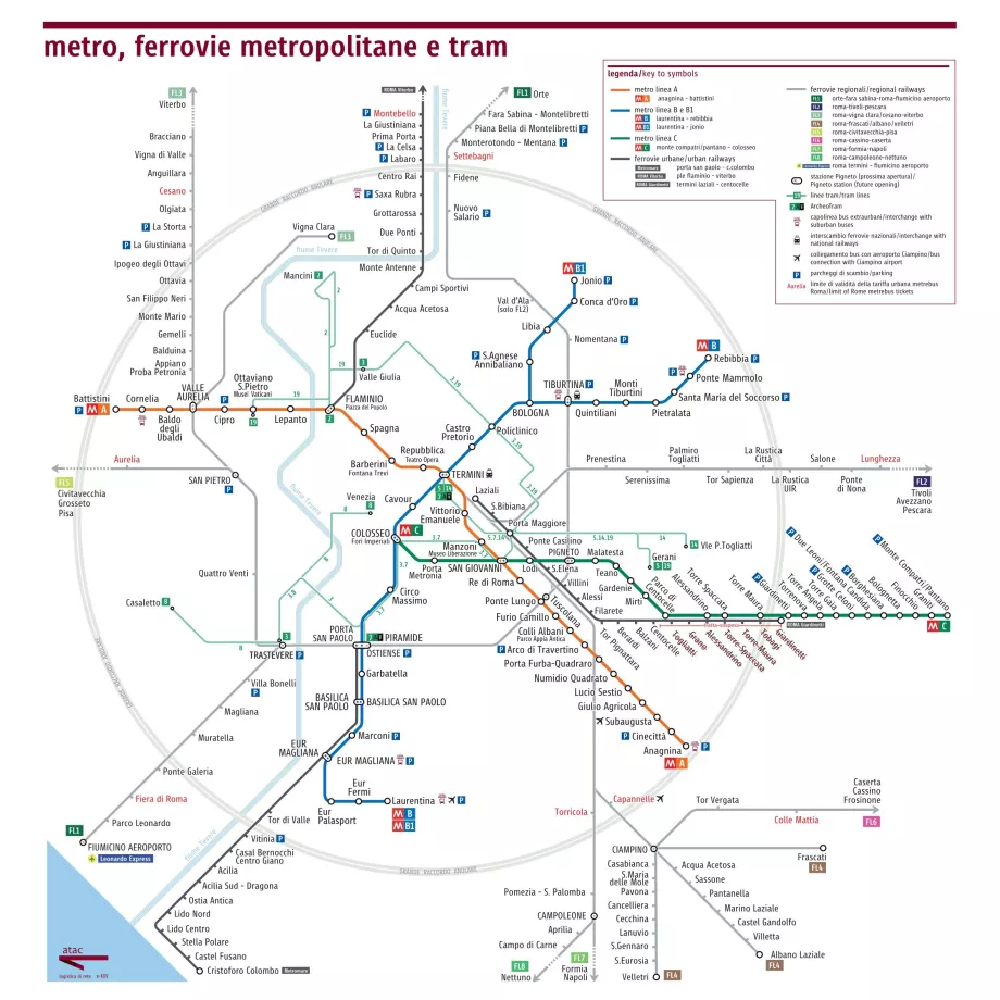 Mapa metra w Rzymie