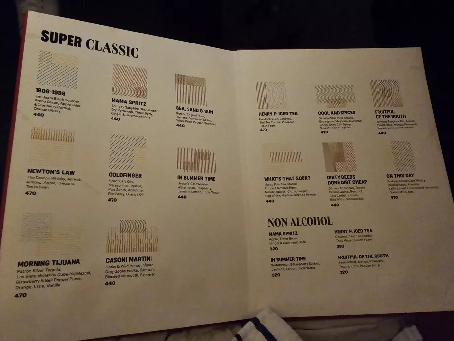 Studio koktajli Dry Wave - menu