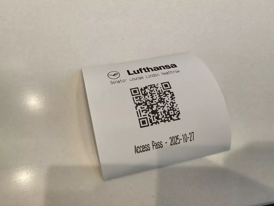 Kod kreskowy umożliwiający wejście do Senator Lounge