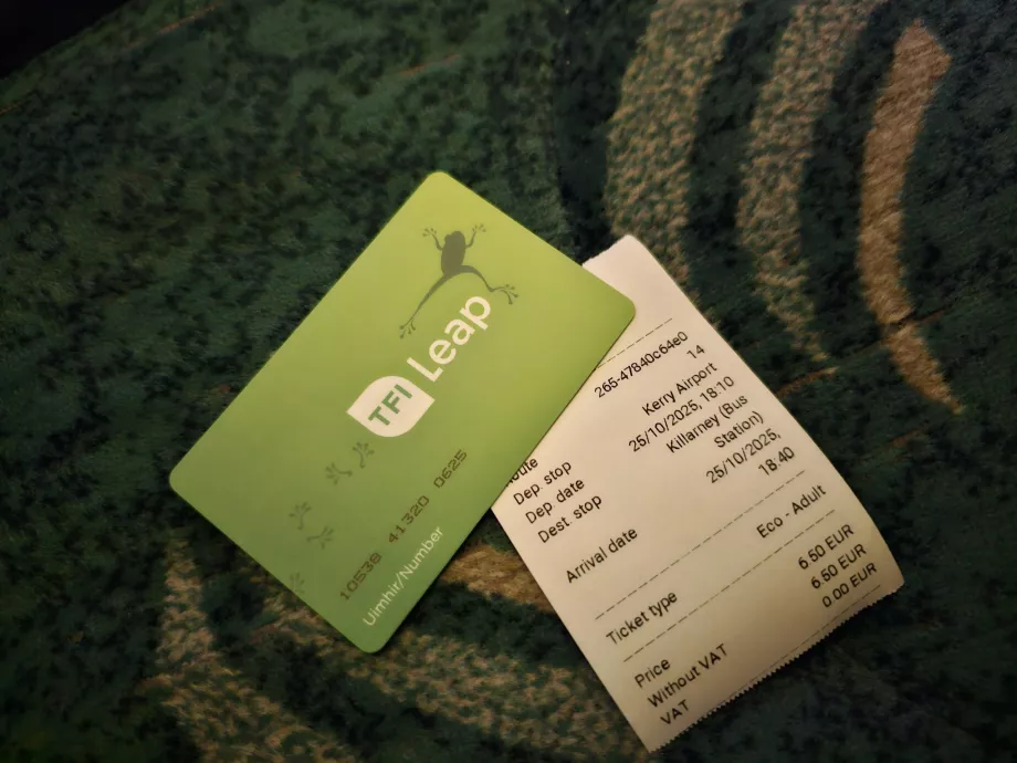 Opłata za przejazd autokarem z lotniska do Killarney