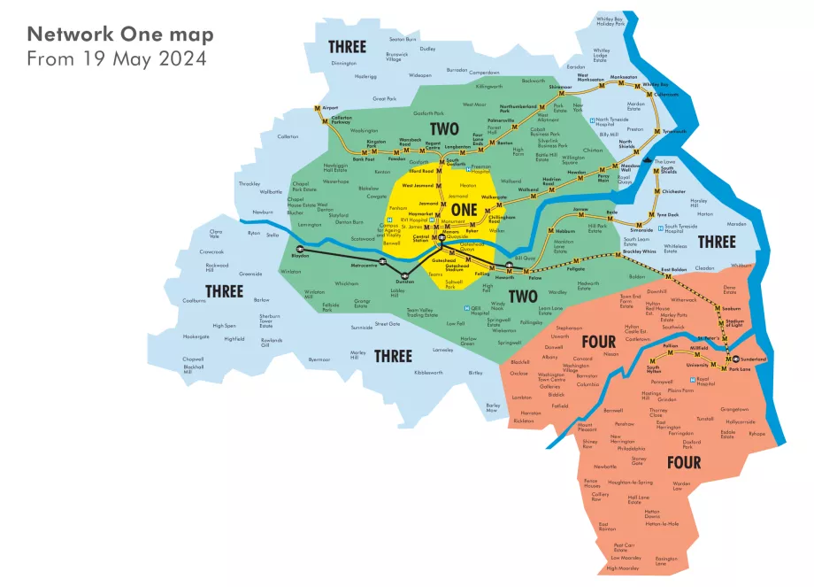 Mapa biletów Tyne and Wear