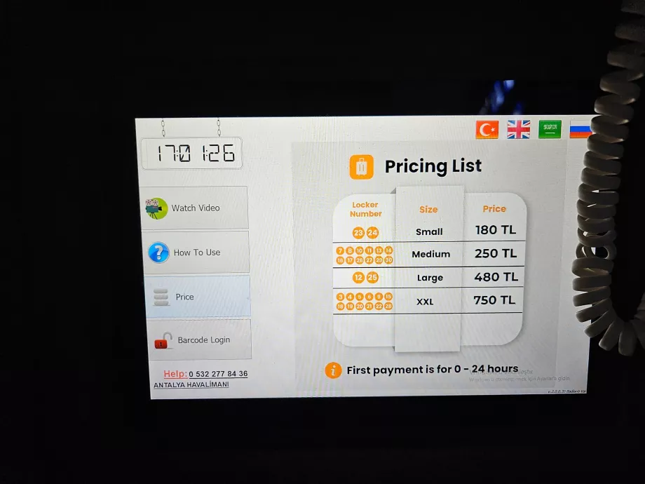 Cennik przechowalni bagażu