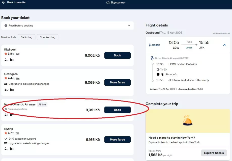 Wybór strony internetowej linii lotniczej