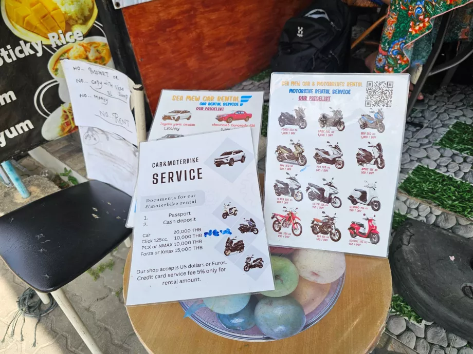 Cennik wynajmu skuterów