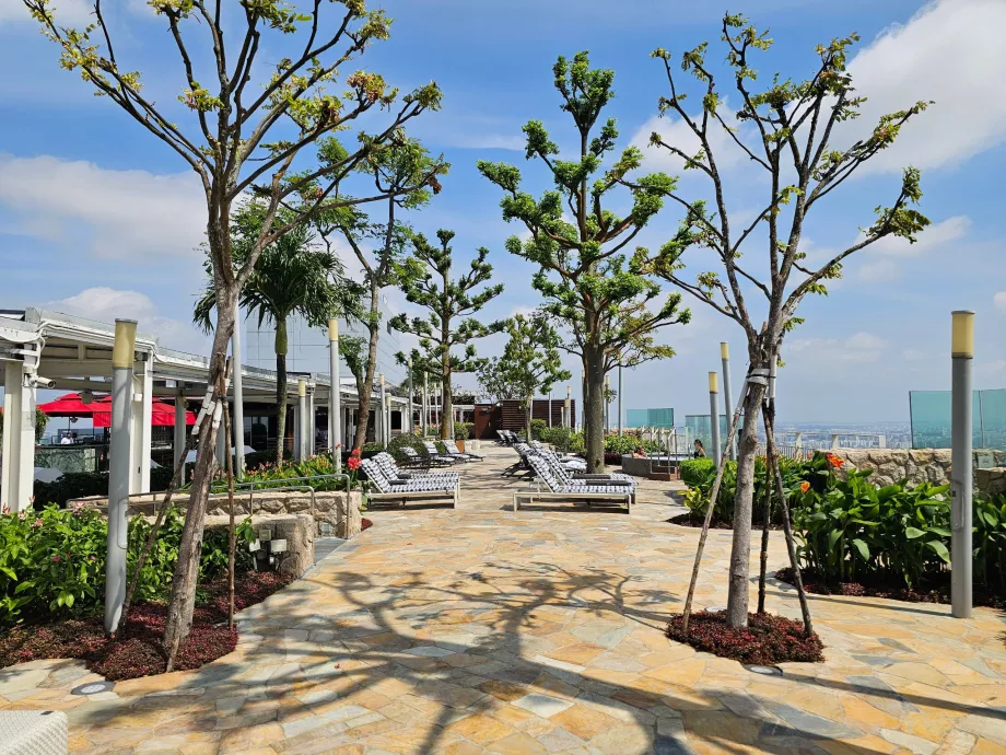 Leżaki na tarasie na dachu hotelu MBS