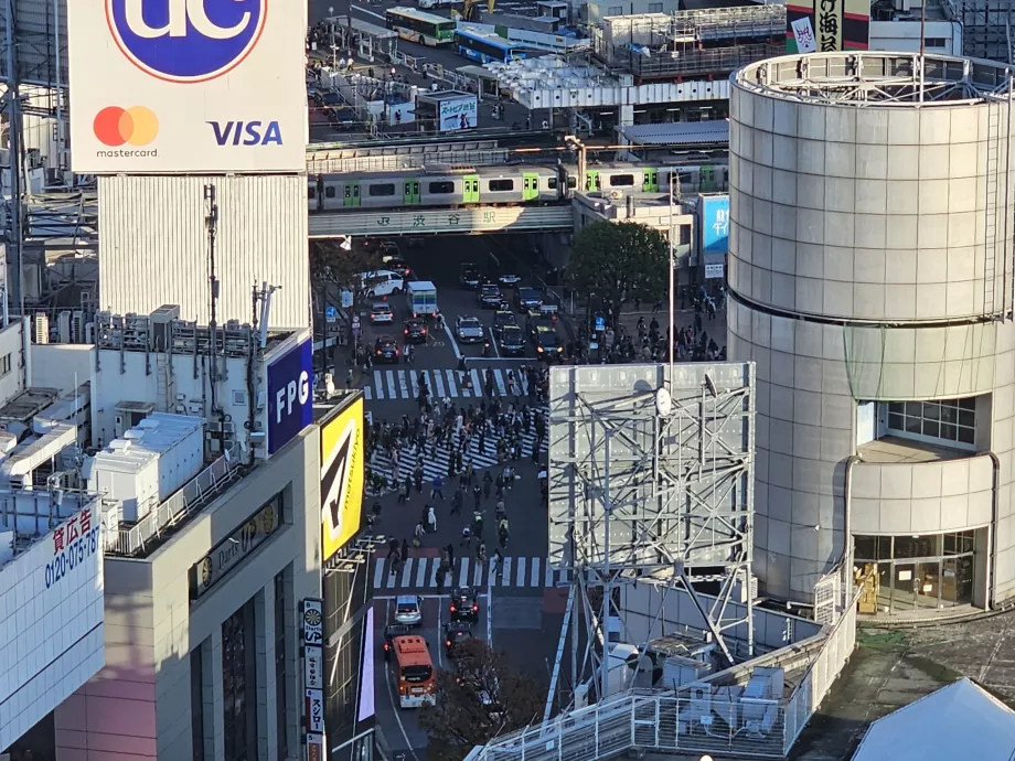 Widok Shibuya Junction z powiększeniem