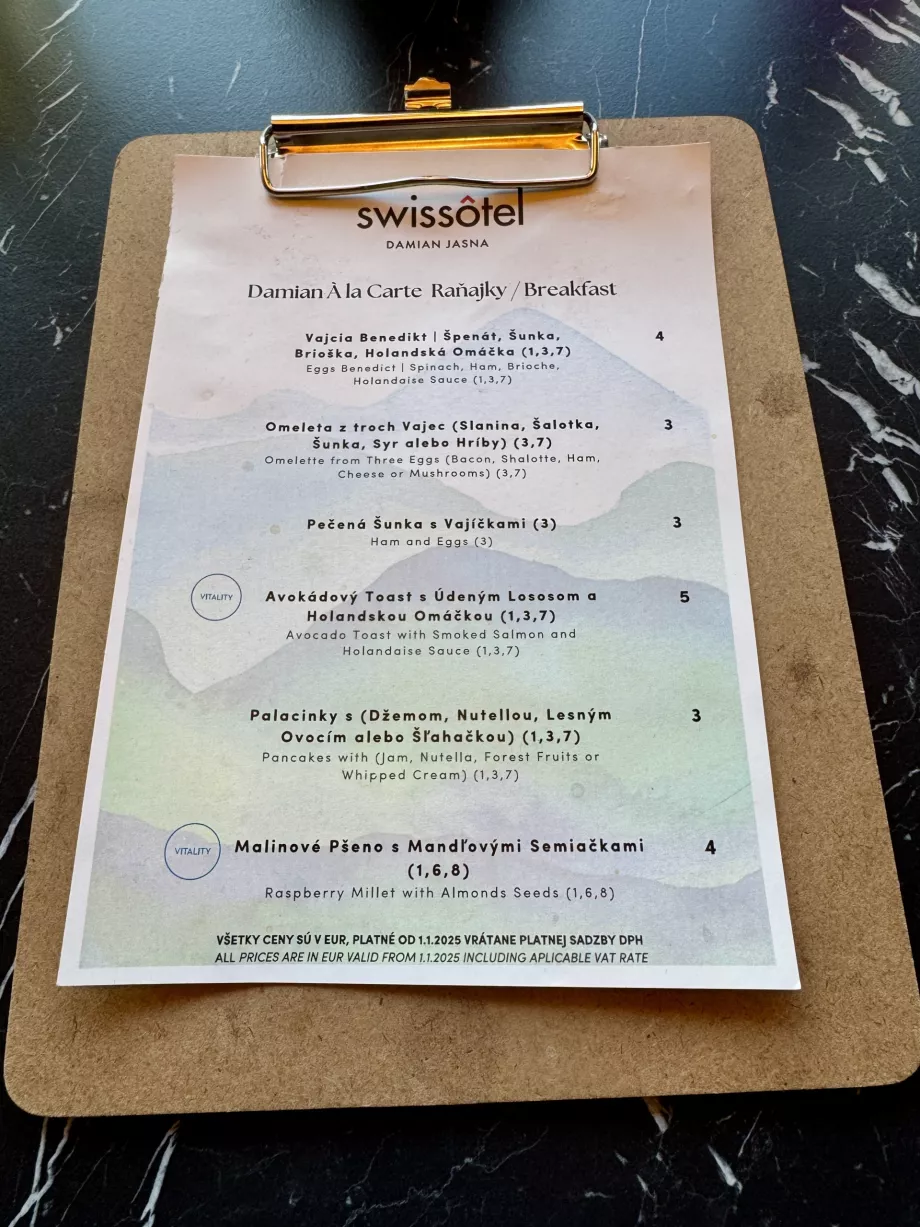 Menu śniadaniowe a la carte