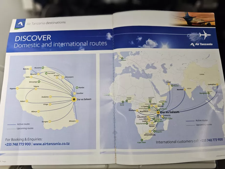 Mapa połączeń Air Tanzania 2025