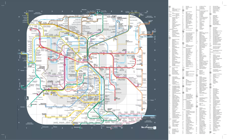Mapa stref w Paryżu i okolicach