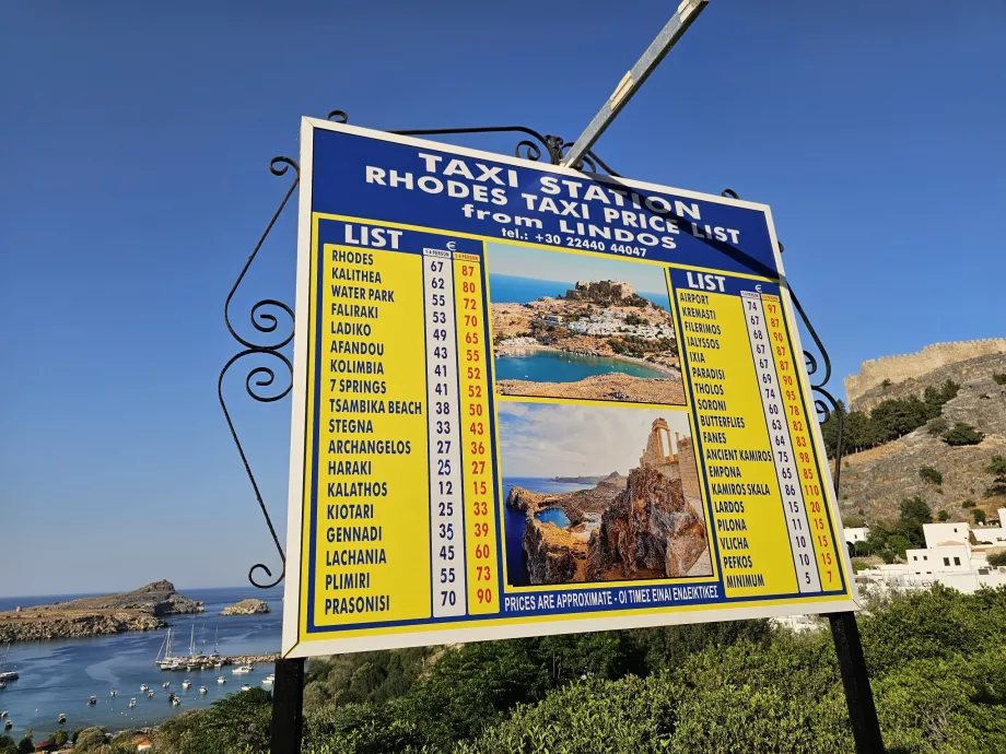 Ceny taksówek z Lindos