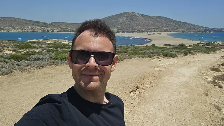 Christopher na plaży Prasonisi