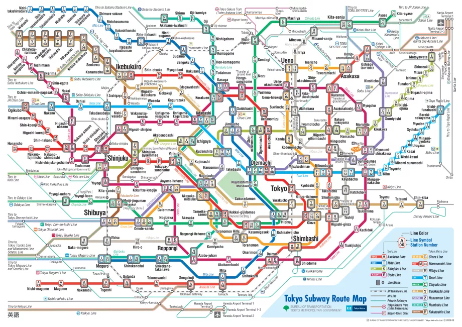 Mapa metra w Tokio