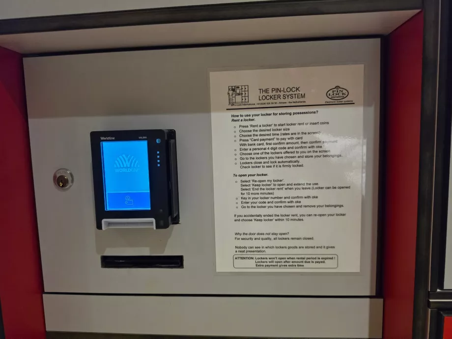 Szafki na bagaż, płatność kartą
