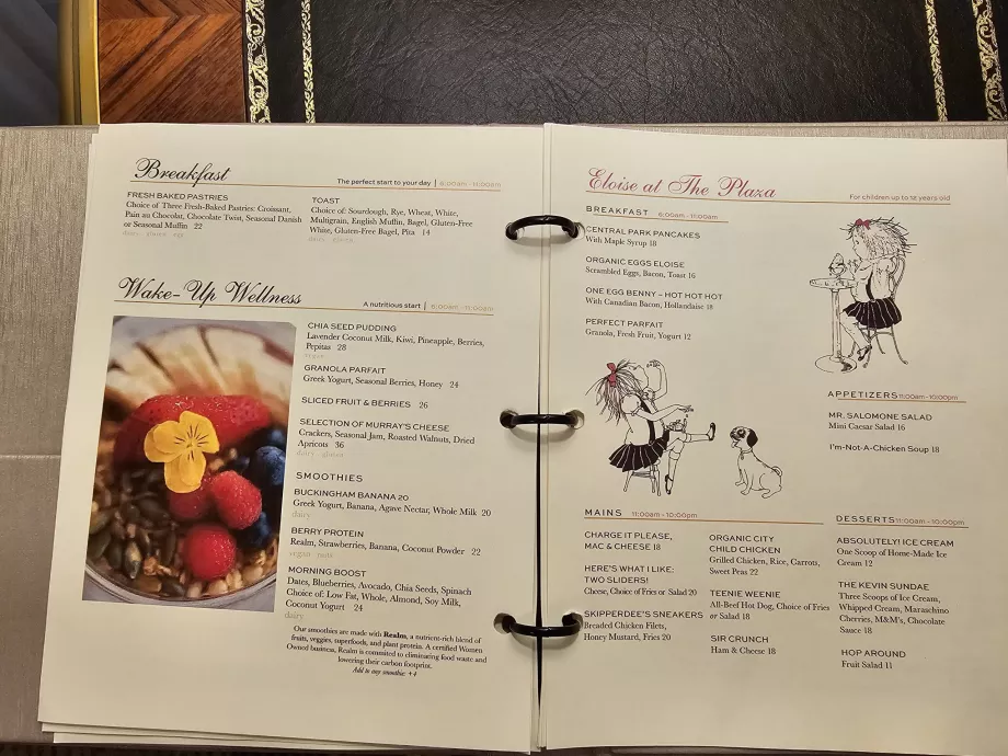 Menu, obsługa w pokoju