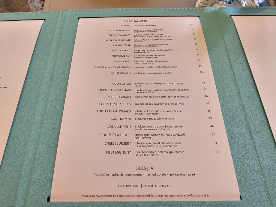 Blue Box, menu sezonowe