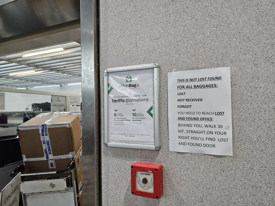 Przechowalnia bagażu, Terminal 1