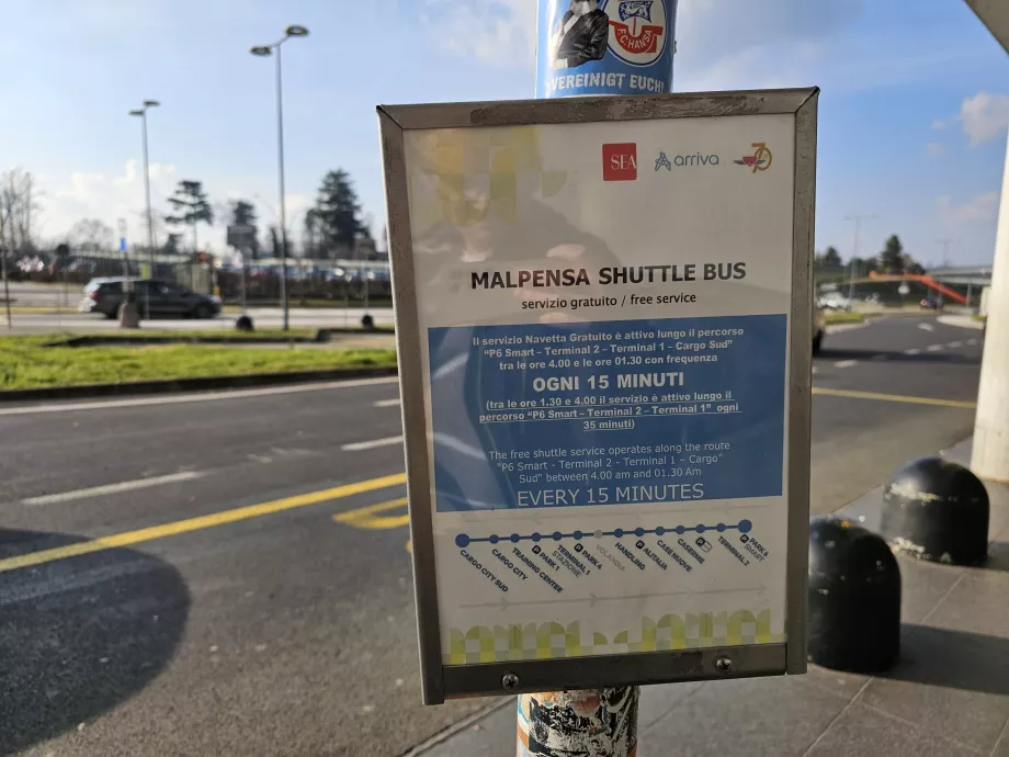 Informacje o autobusach wahadłowych między terminalami