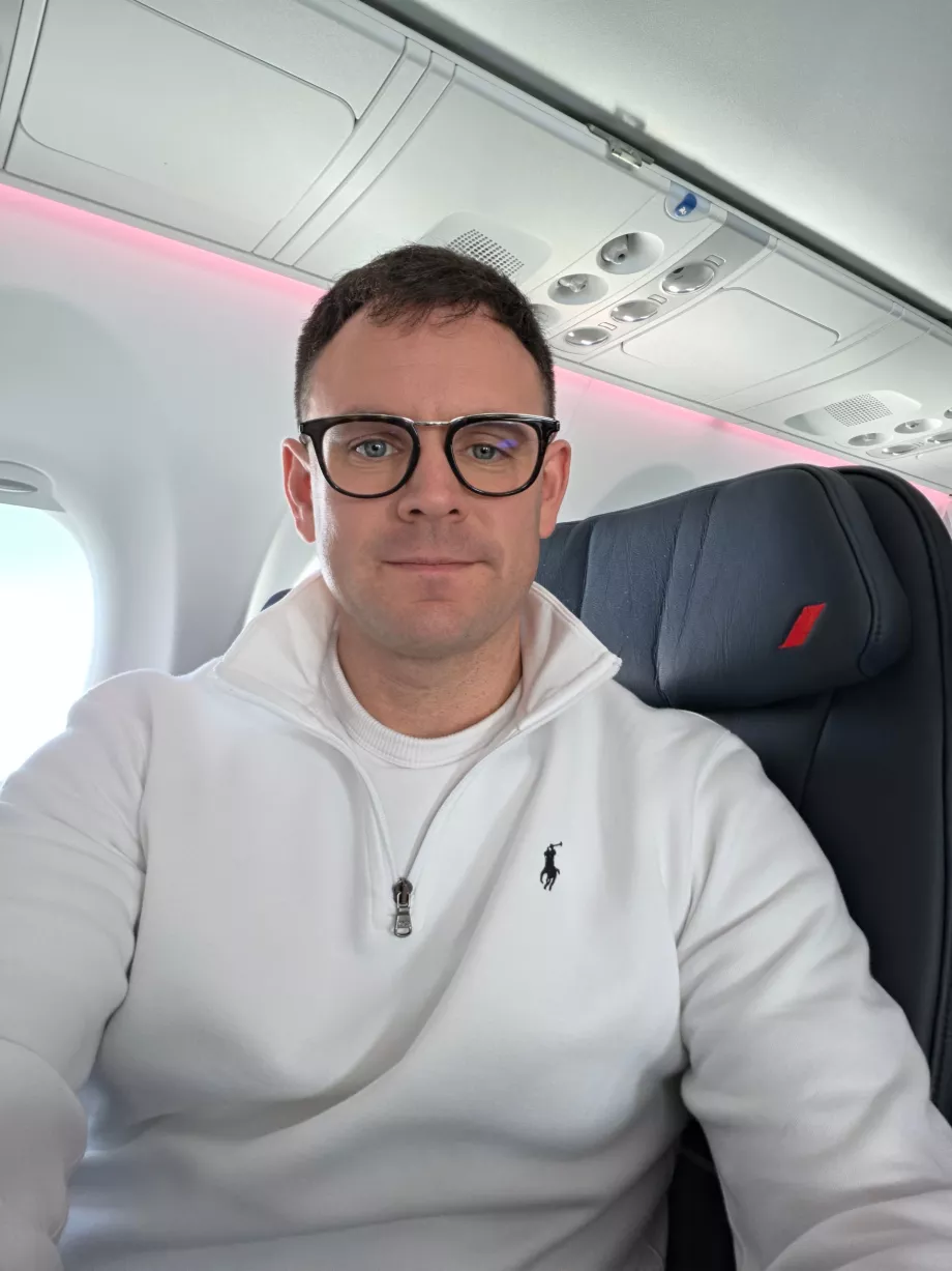 Ja w klasie biznesowej na pokładzie Airbusa A220
