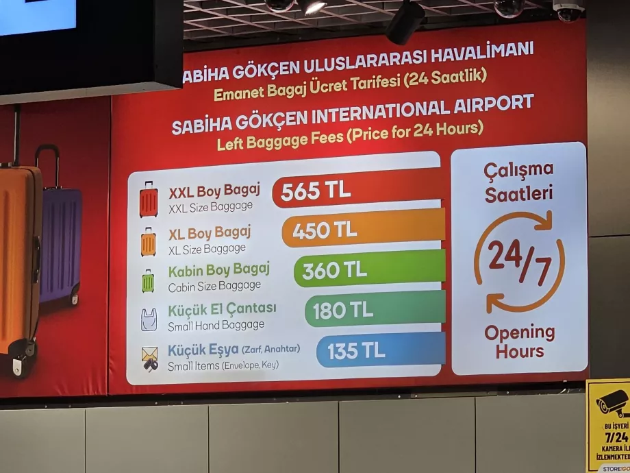 Cennik przechowalni bagażu, rok 2025